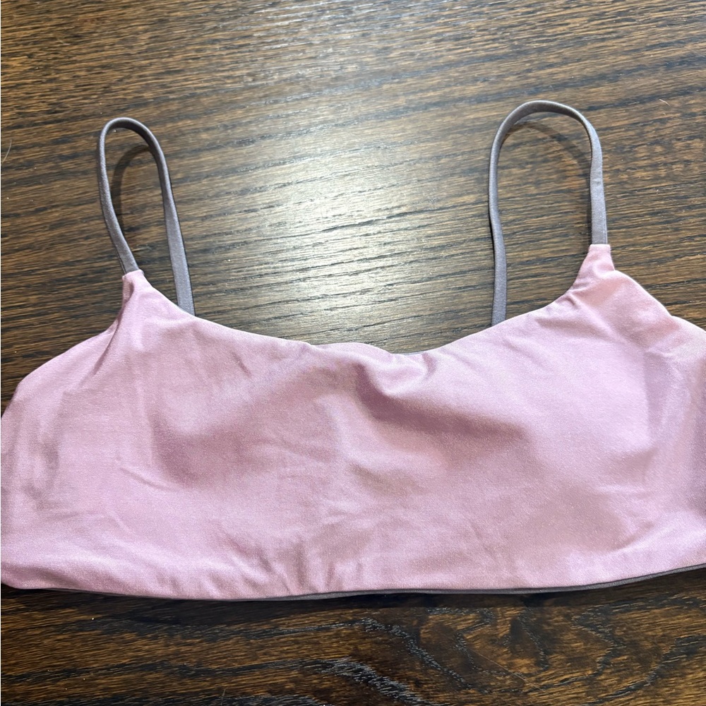 lululemon athletica Pink Bikini Top with Gray Straps
